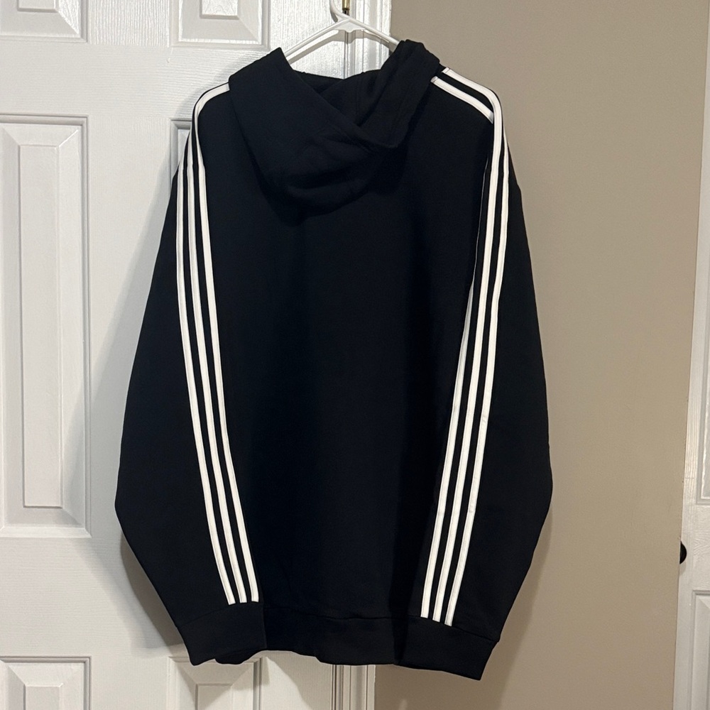 Adidas Men's Black Hoodie with White Stripes Size XXL NWT - Picture 2 of 5